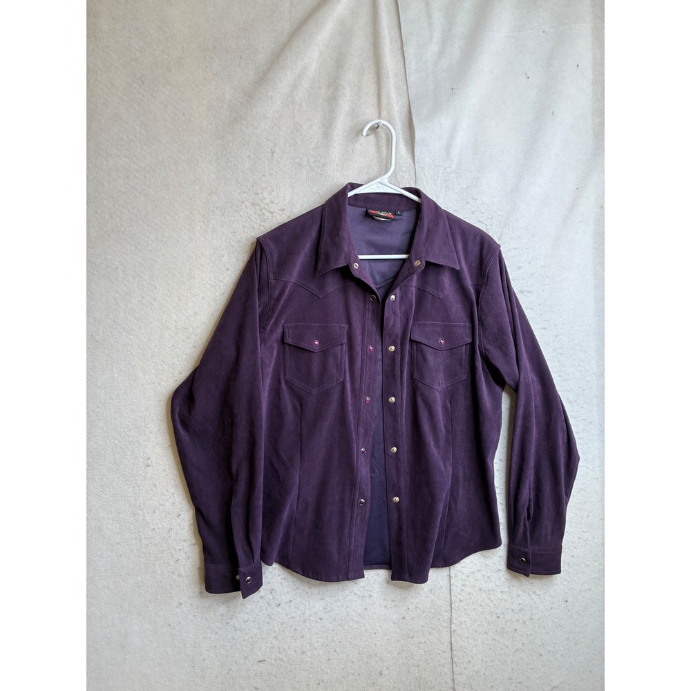 Five Star by Roper Womens Purple Faux Suede Western Snap Shirt L 350-565-615